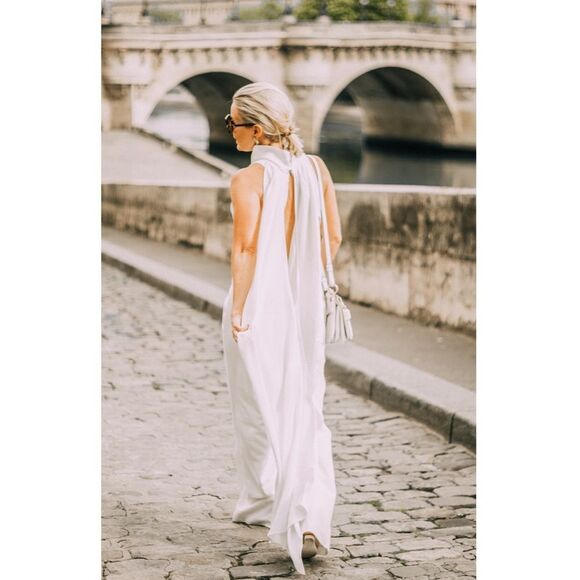 Misha Collection Alexa white high neck sleeveless wide leg jumpsuit NWOT - Picture 2 of 15